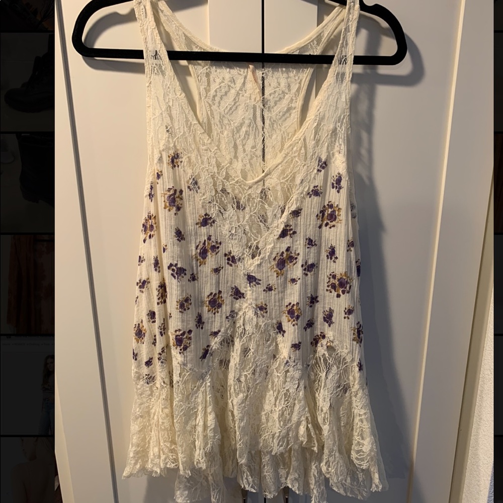 Free People Floral Lace Tank Top